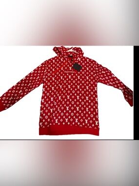 Supreme x LV Style Red Logo Hoodie mens New